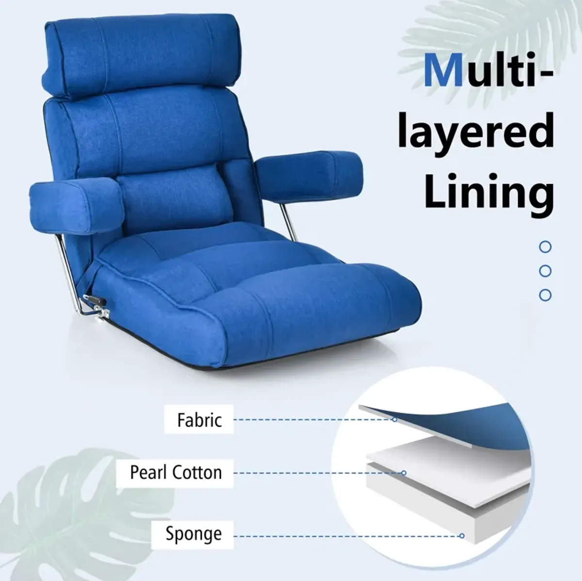 Adjustable Folding Sofa Chair with 6 Position Stepless Back