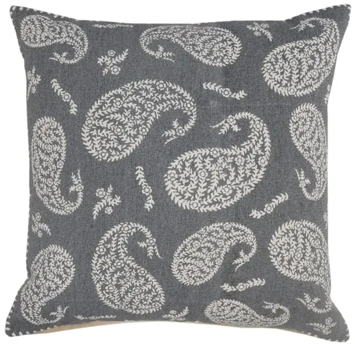 24" Gray and White Paisley Square Throw Pillow