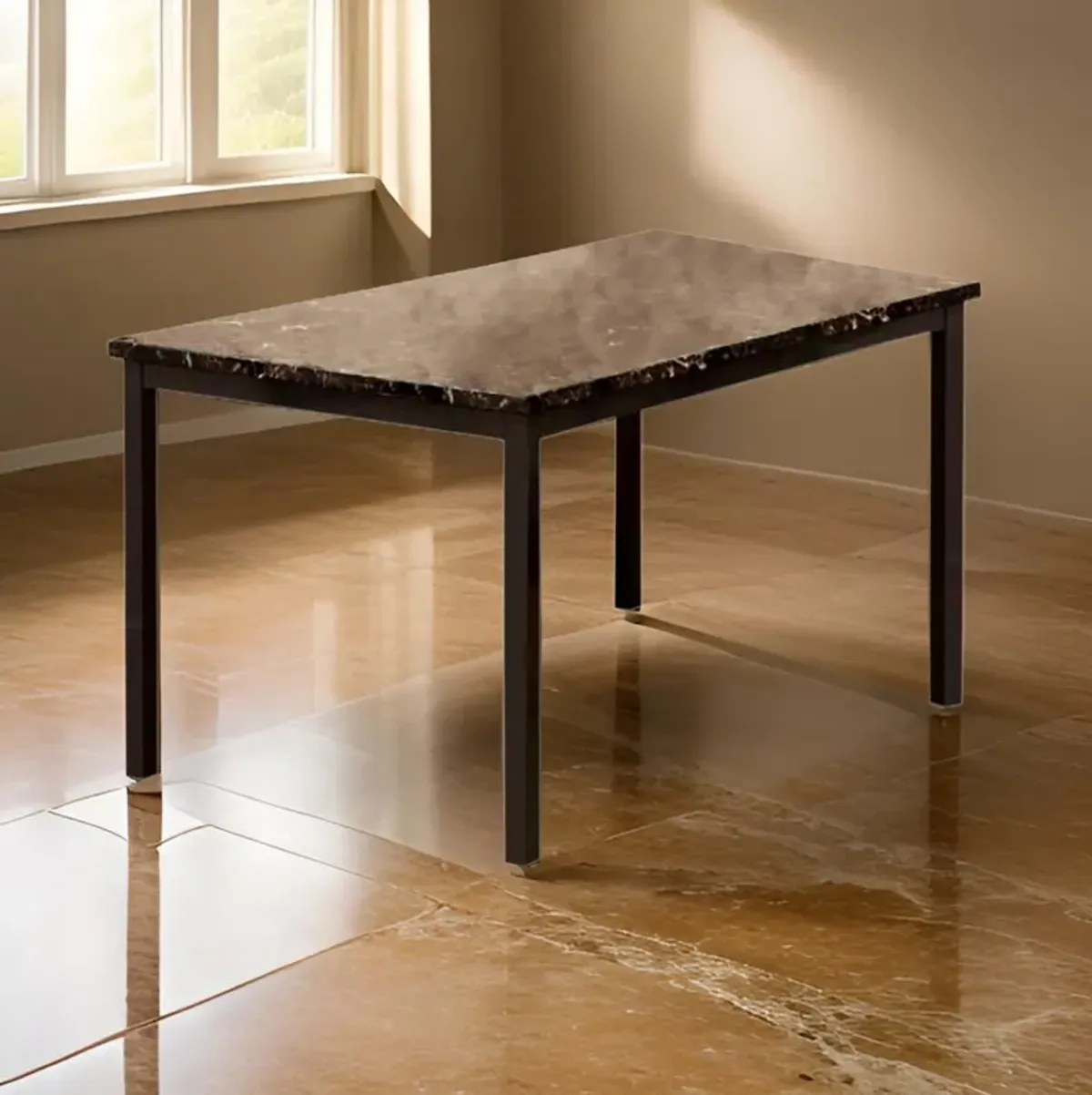 Colman Contemporary Dining Table, Black-Benzara