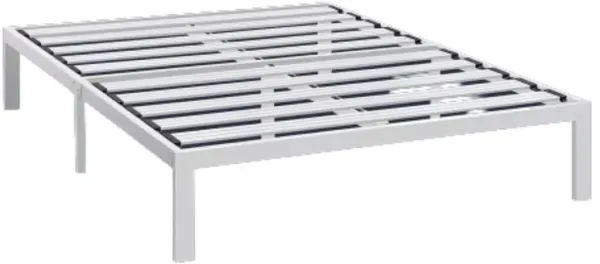 Hivvago Queen size Heavy Duty Metal Platform Bed Frame in White