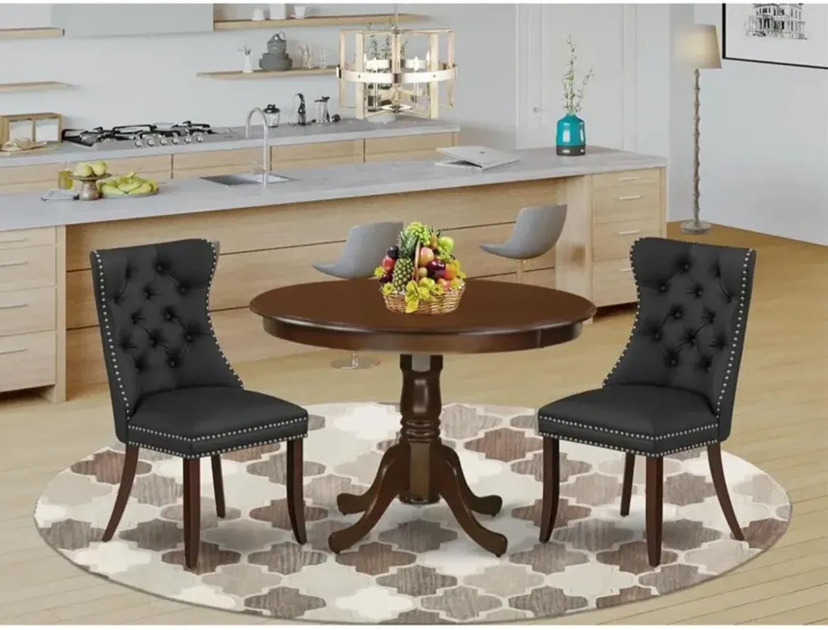 3 Piece Dining Table Set Contains a Round Kitchen Table with Pedestal