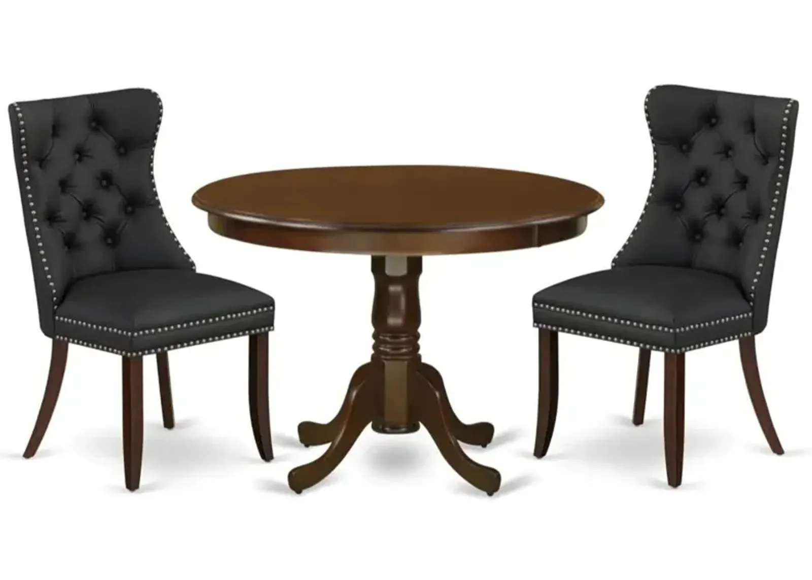 3 Piece Dining Table Set Contains a Round Kitchen Table with Pedestal