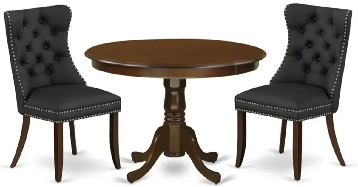 3 Piece Dining Table Set Contains a Round Kitchen Table with Pedestal