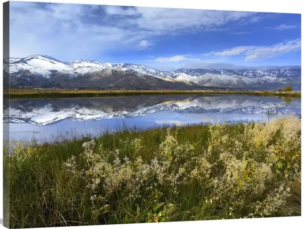 Carson Range reflected in Washoe Lake, Nevada-Canvas Art-40x30