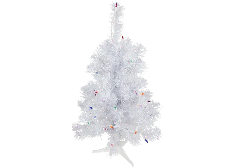 2' Pre-lit Rockport White Pine Artificial Christmas Tree  Multi Lights