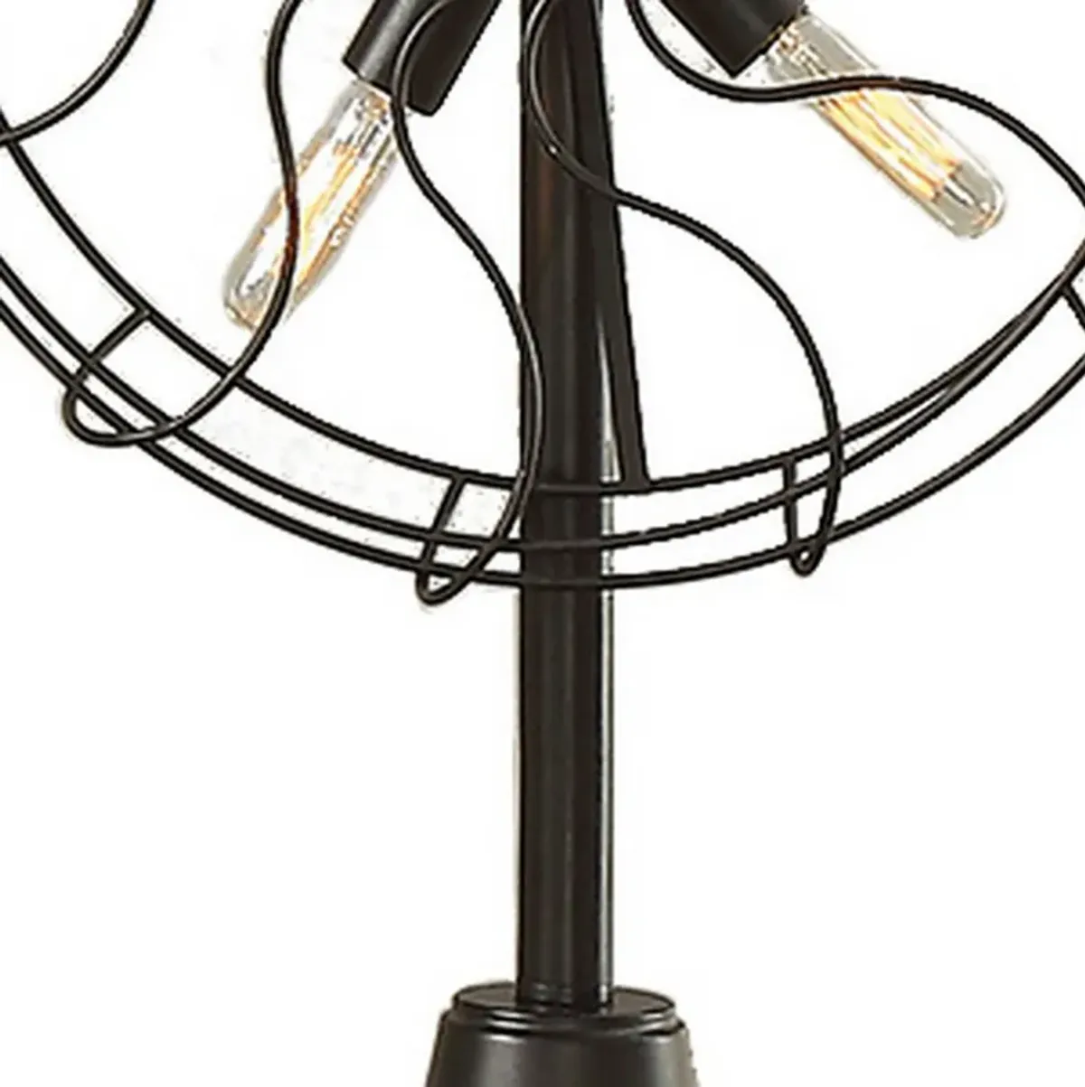 Quinn 26 Inch Accent Table Lamp, Vintage Fan Design, Antique Bronze - Benzara