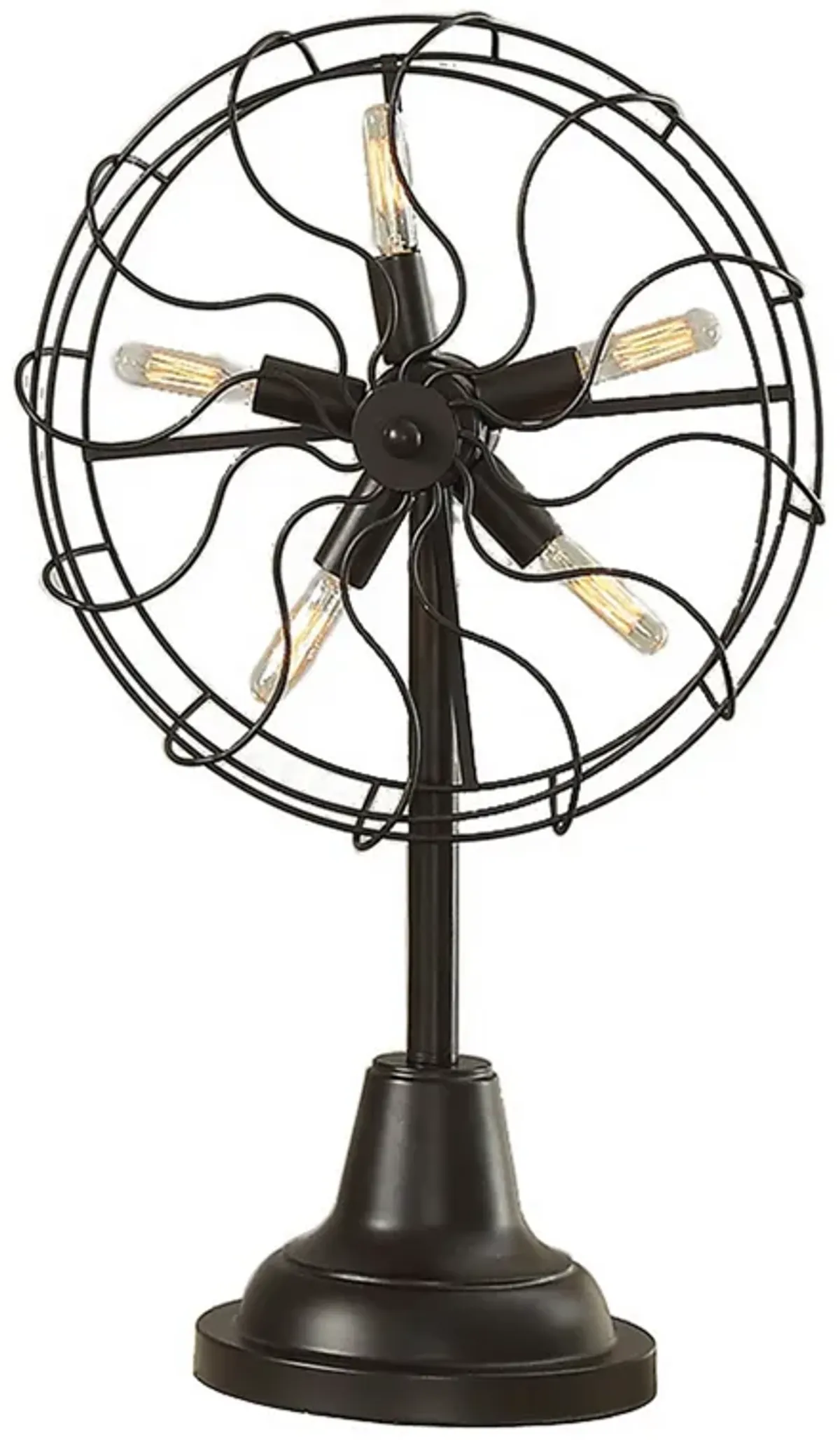 Quinn 26 Inch Accent Table Lamp, Vintage Fan Design, Antique Bronze - Benzara