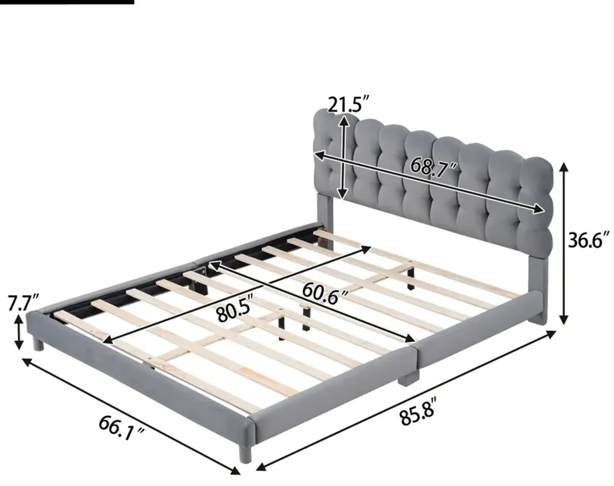 Merax Modern Upholstered Platform Bed with Headboard