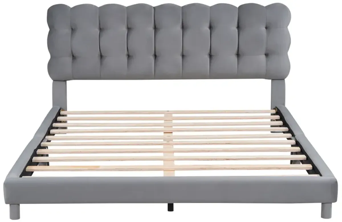 Merax Modern Upholstered Platform Bed with Headboard