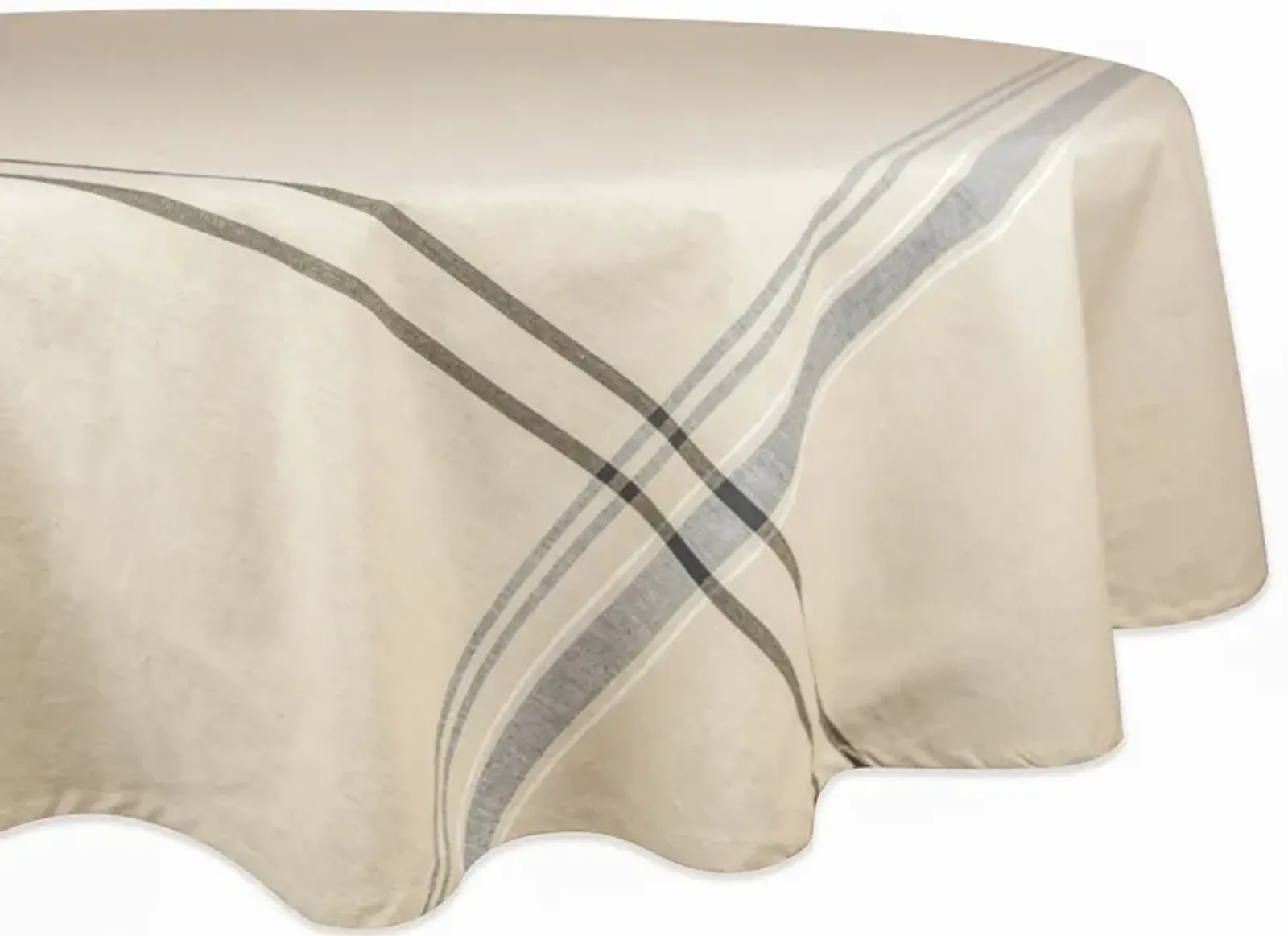 White and Blue French Striped Pattern Round Tablecloth 70"