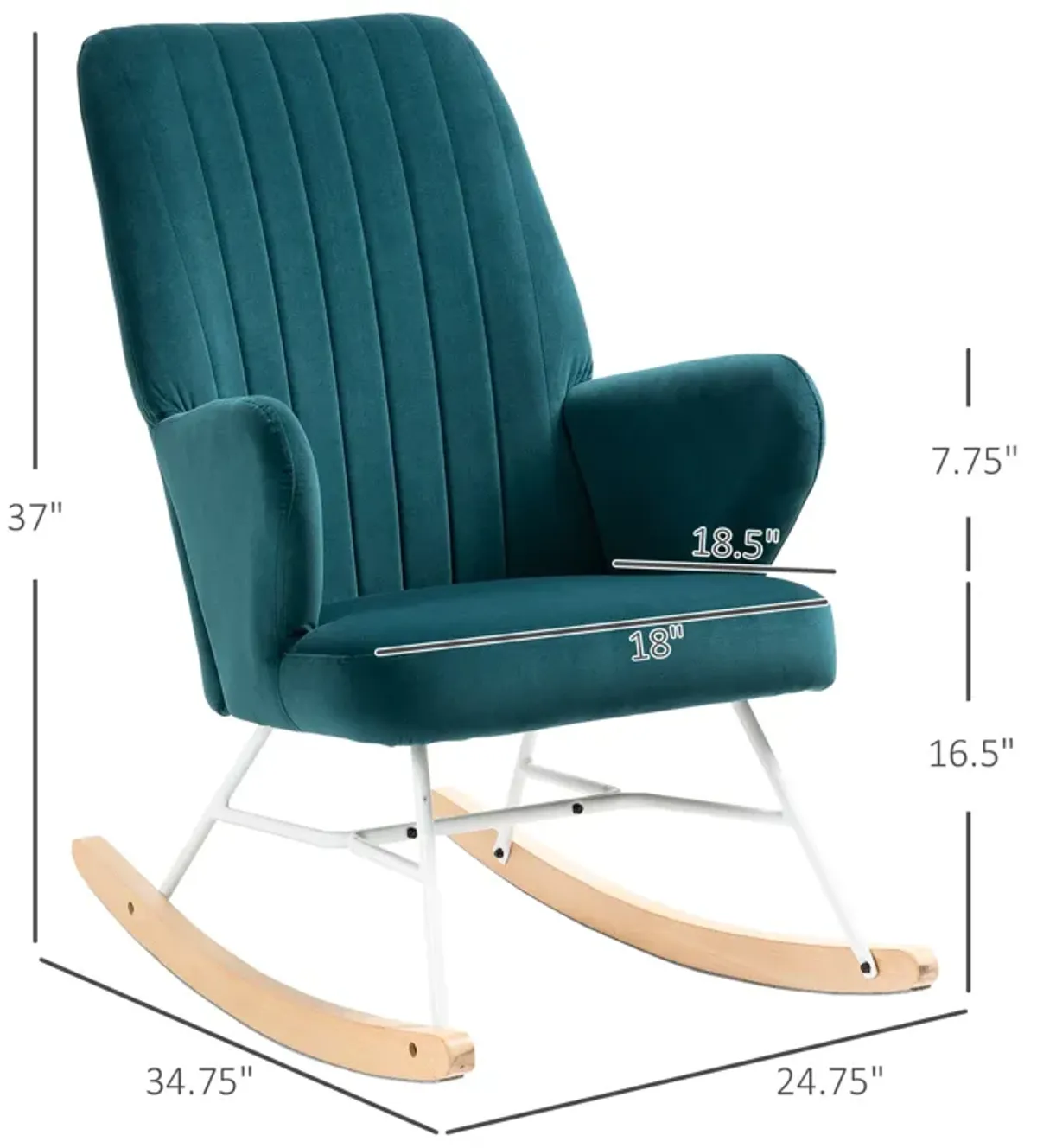 Blue Living Room Rocker: Upholstered Wingback Glider Chair