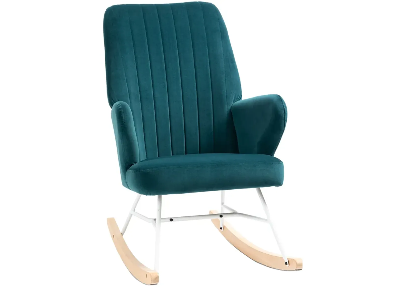 Blue Living Room Rocker: Upholstered Wingback Glider Chair