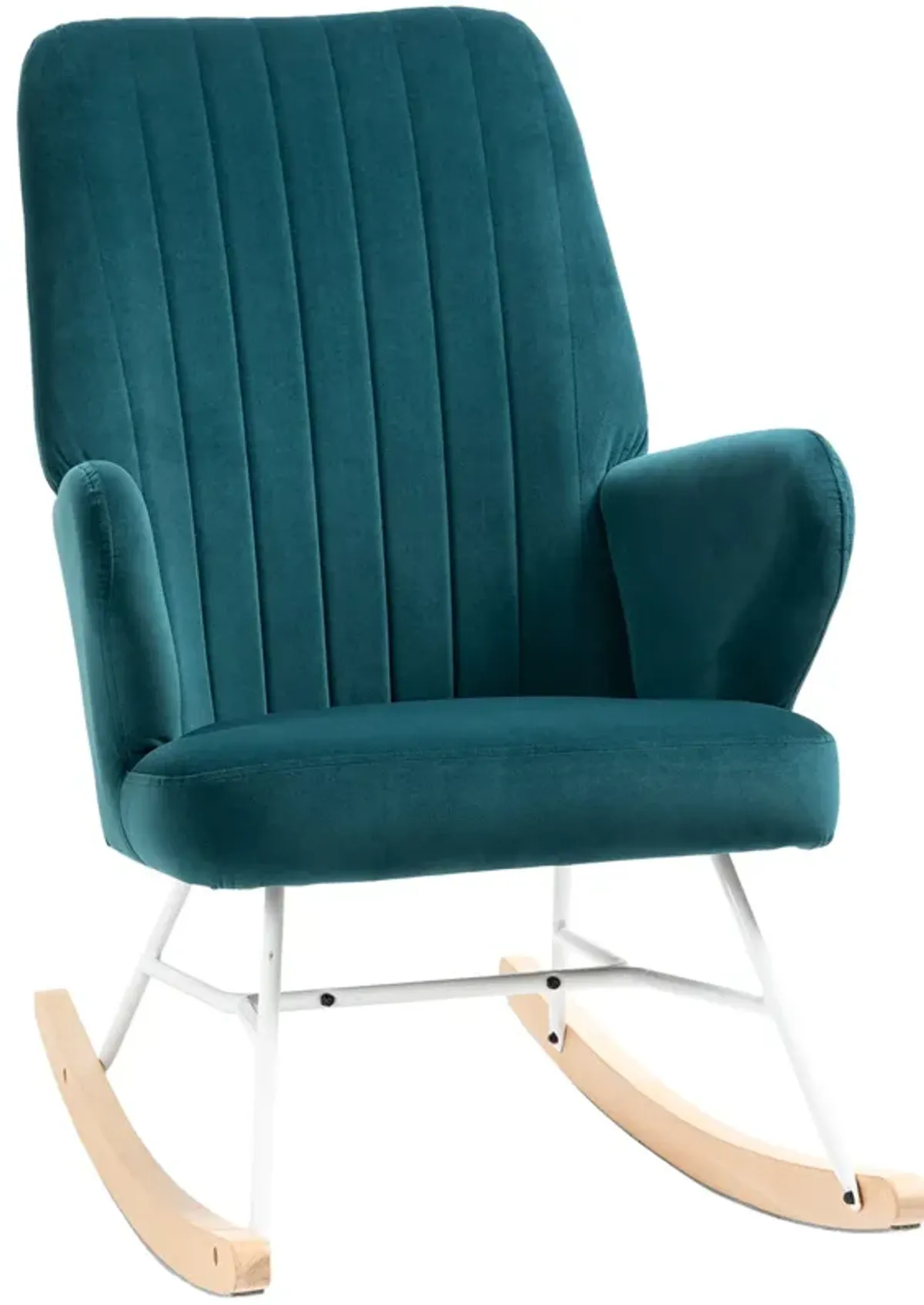 Blue Living Room Rocker: Upholstered Wingback Glider Chair