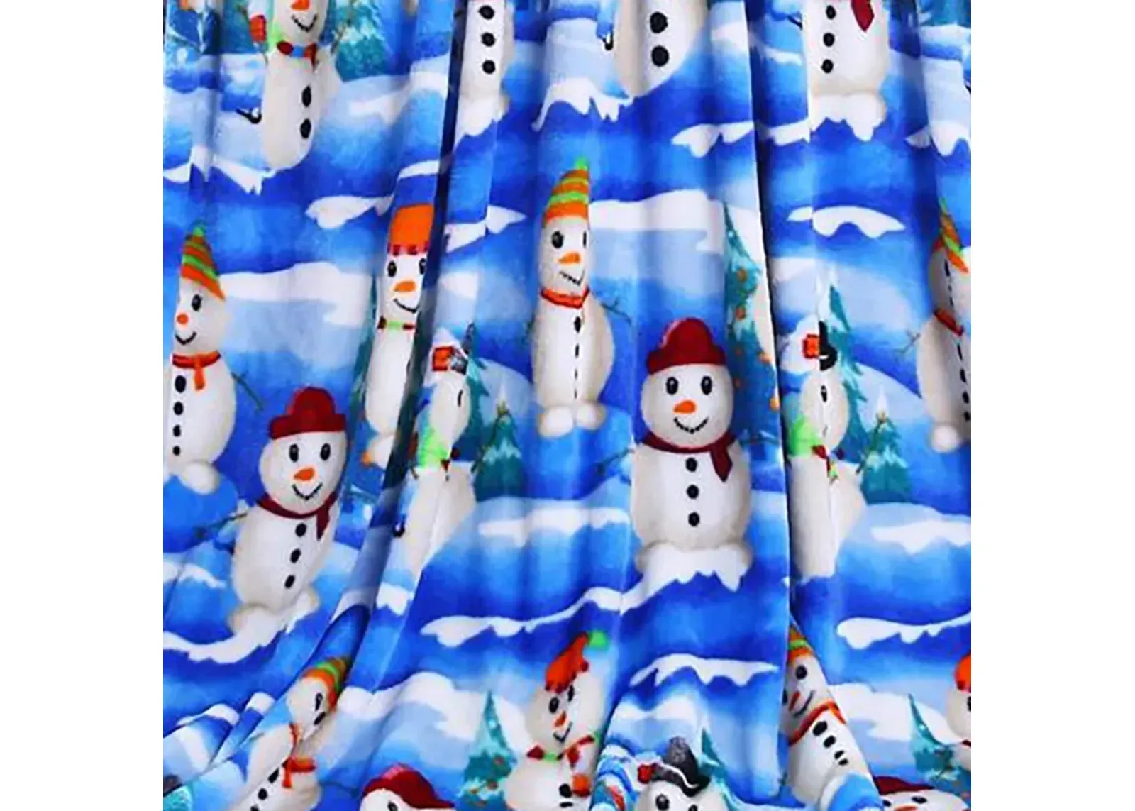 Plazatex Holiday White Snowman Design Micro Plush Throw Blanket - 50x60", Multicolor