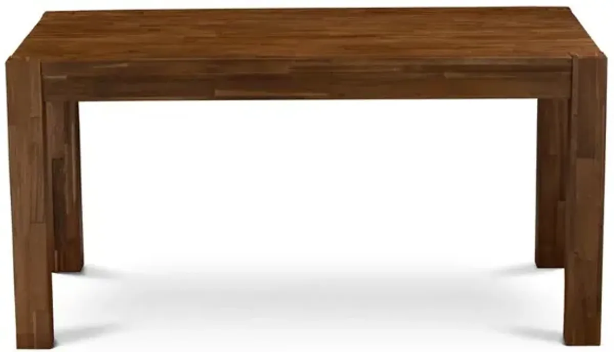 East West Furniture CN6-0N-T  Fantastic Rectangular Wood Kitchen Table with Antique Walnut Color Table Top Surface and Asian Wood Dinner Table Wooden Legs - Antique Walnut Finish