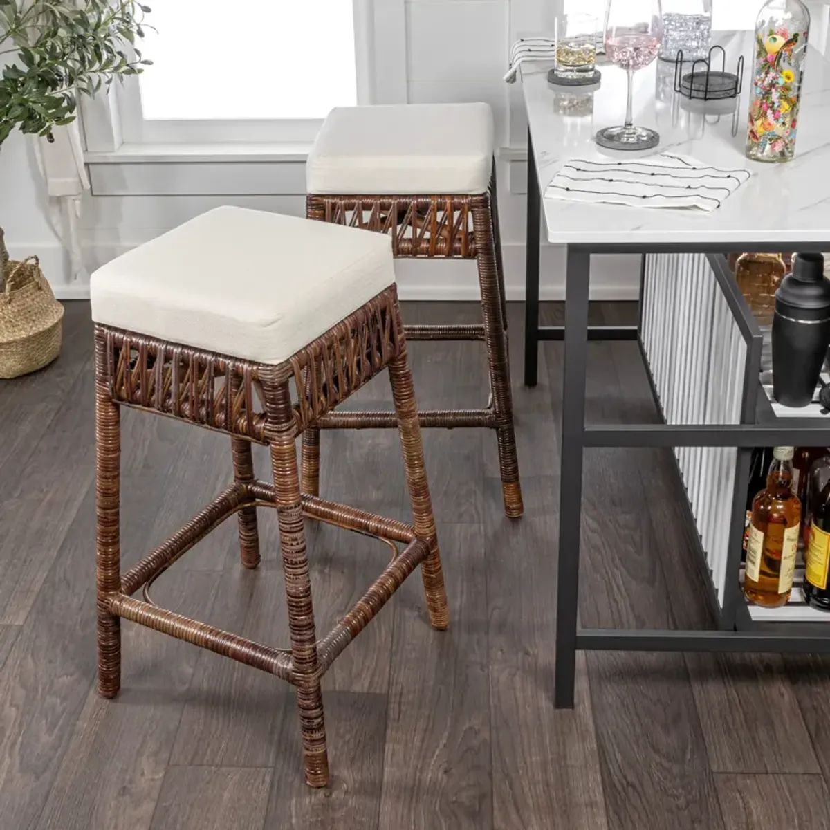 Bali Bohemian Basics Rattan Backless Bar Stool