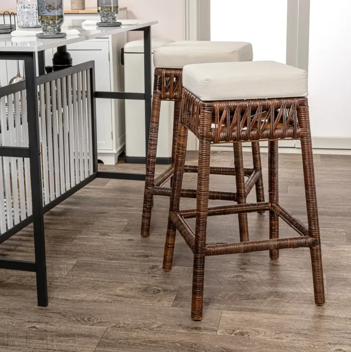 Bali Bohemian Basics Rattan Backless Bar Stool