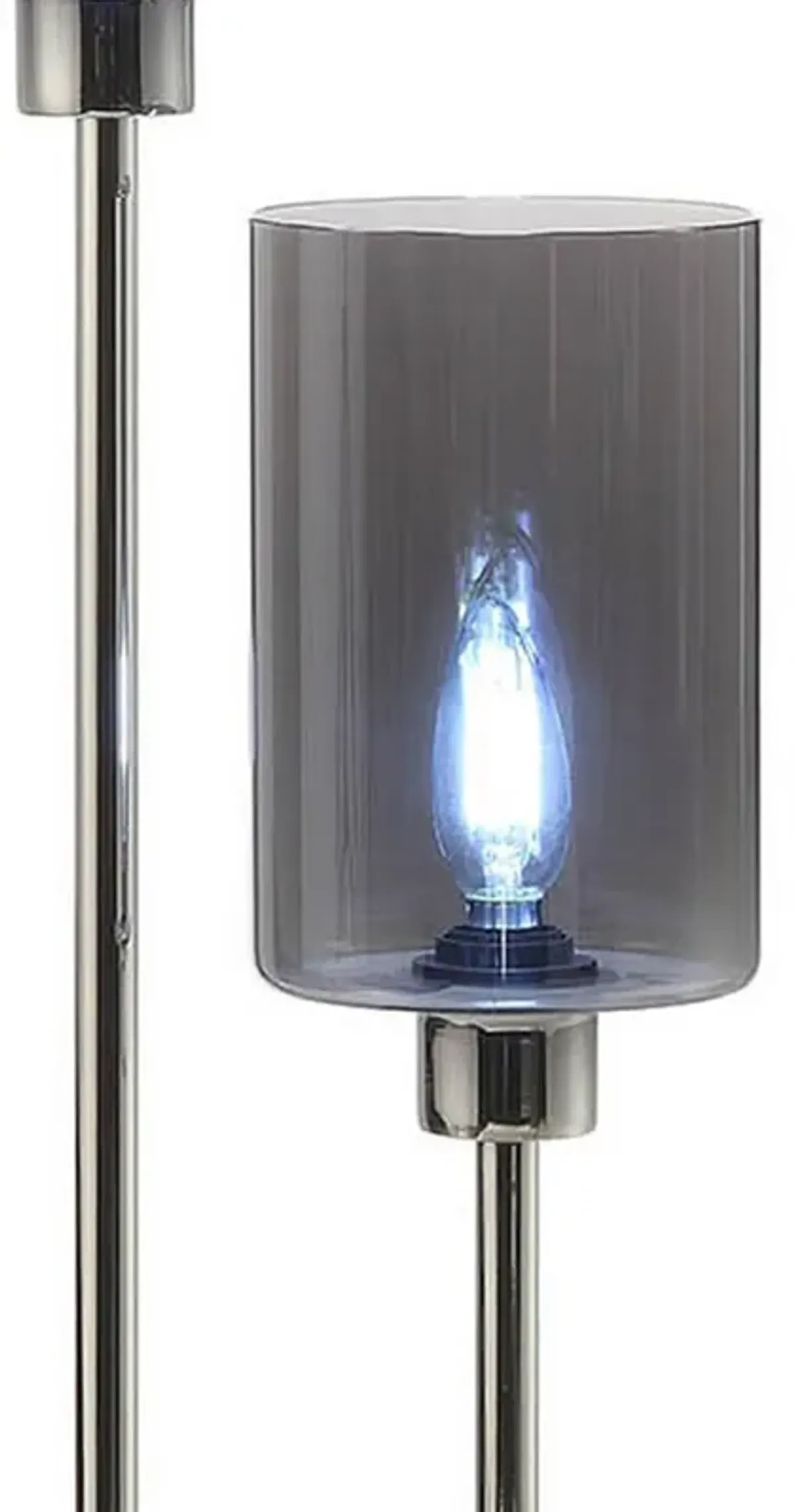 29 Inch Table Lamp with Dual Gray Shade, Glass and Metal, Nickel Finish-Benzara