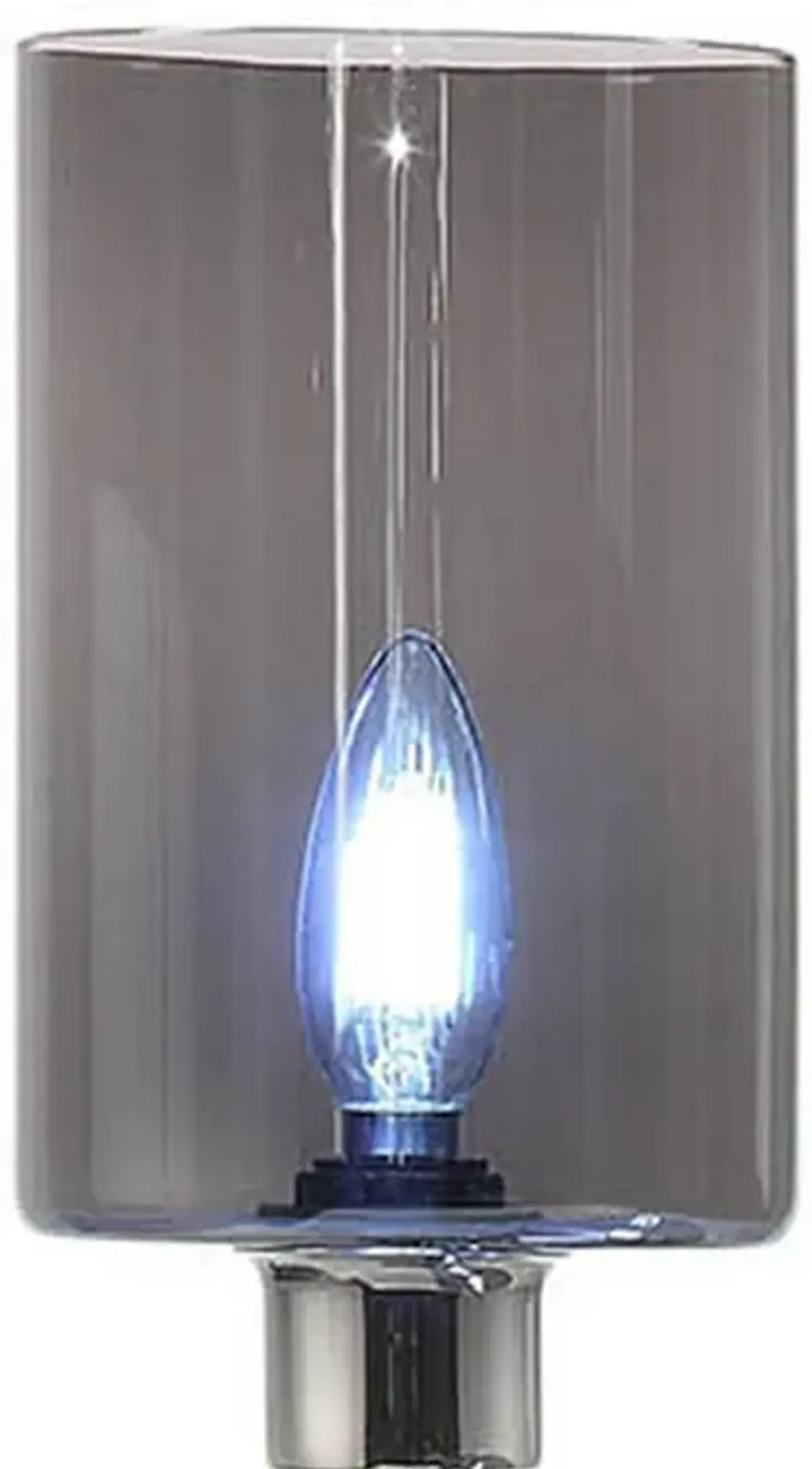 29 Inch Table Lamp with Dual Gray Shade, Glass and Metal, Nickel Finish-Benzara