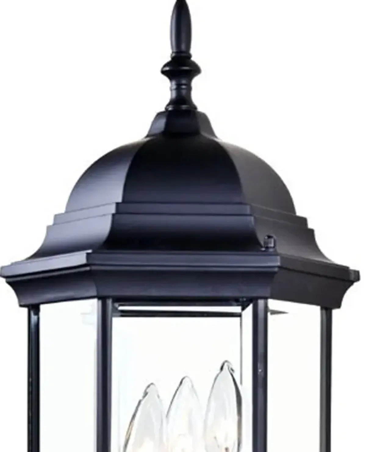 Hivvago Three Light Matte Black Domed Glass Lantern Wall Light