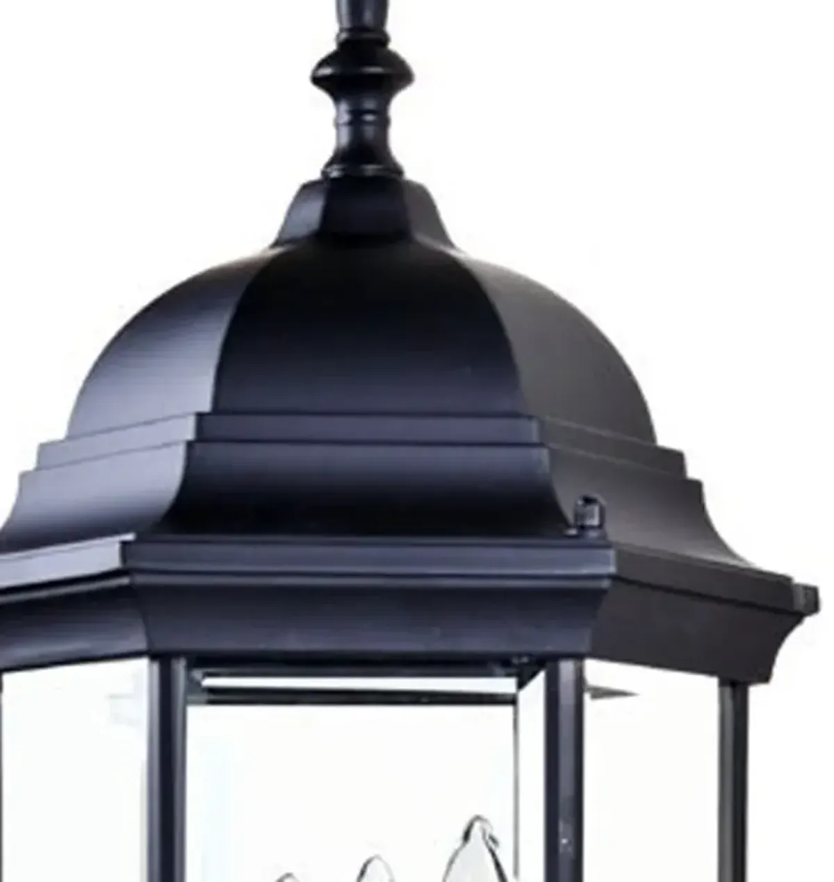 Hivvago Three Light Matte Black Domed Glass Lantern Wall Light