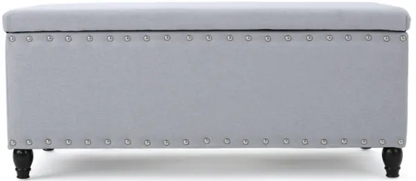 Streamdale Rustic Upholstered Nailhead Accent Storage Bench with Birchwood Legs