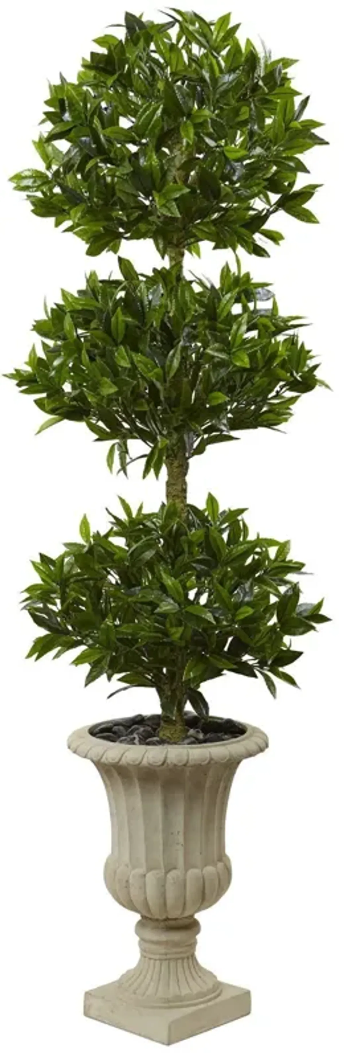 Nearly Natural 5.5-in Triple Bay Leaf in Urn UV Resistant (Indoor/Outdoor)