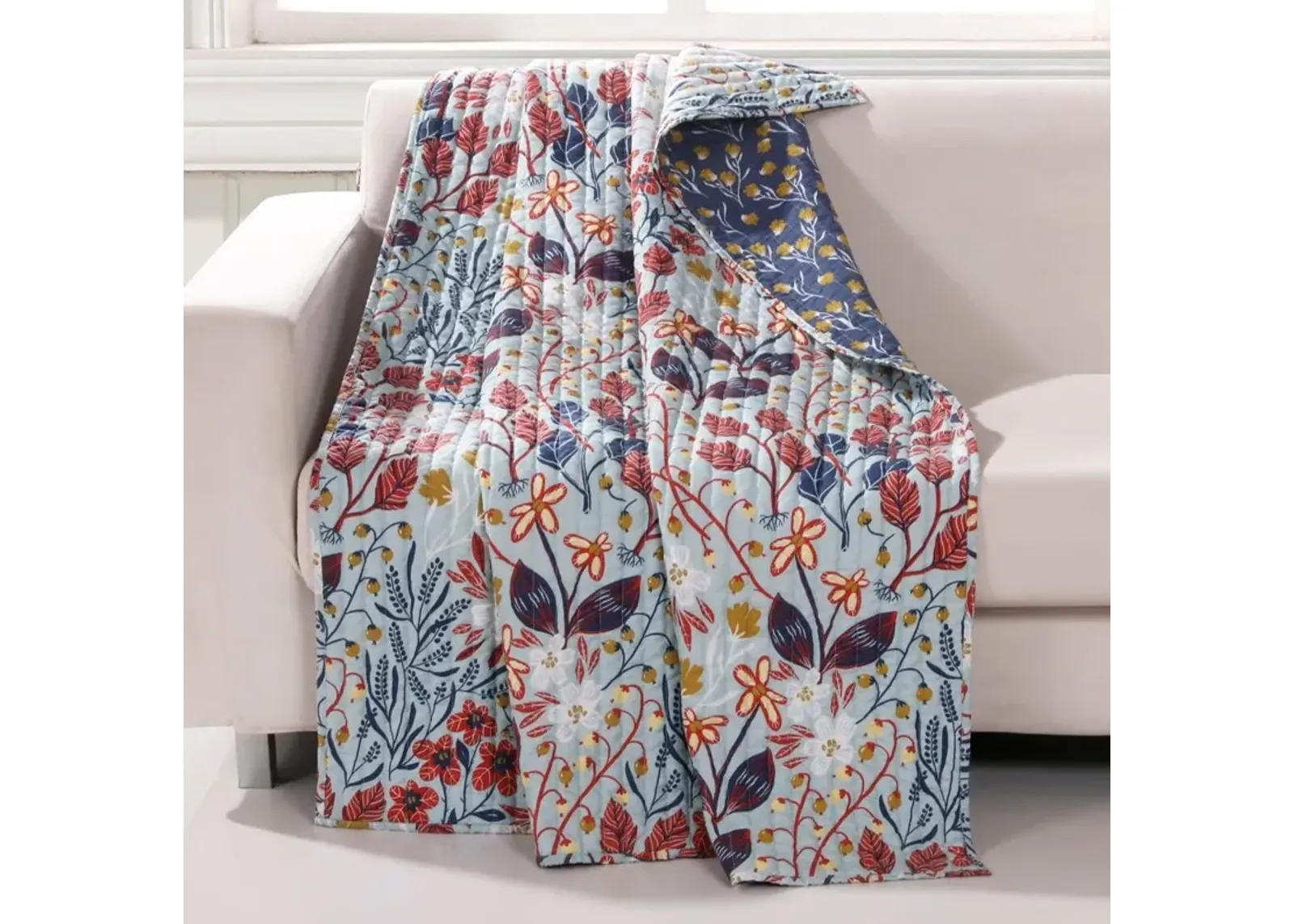 Barefoot Bungalow Perry Floral And Reversible Perfect Accessory Throw Blanket - 50x60", Multicolor