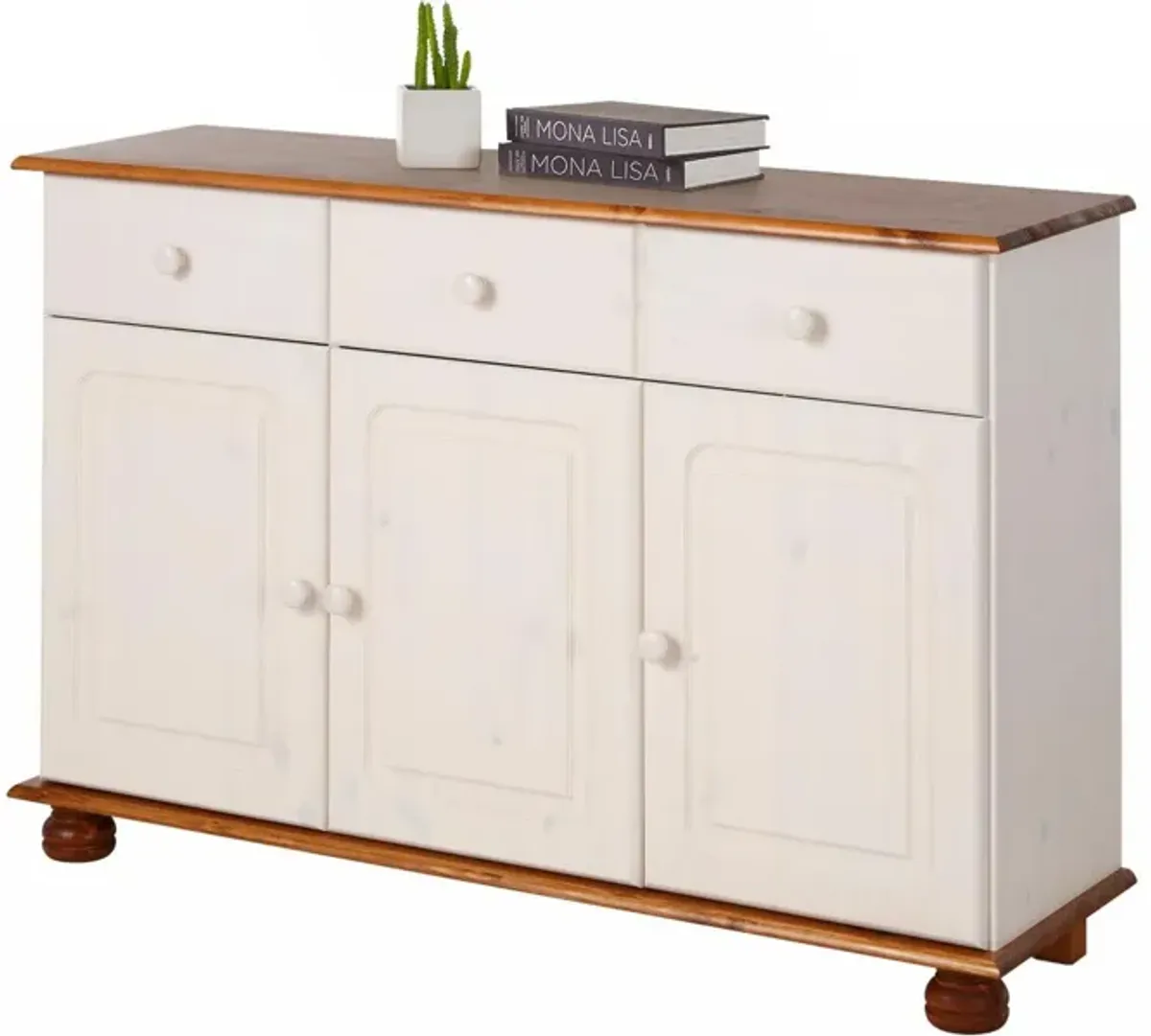 REALROOMS Chester Sideboard with 3 Drawers and 2 Cabinets