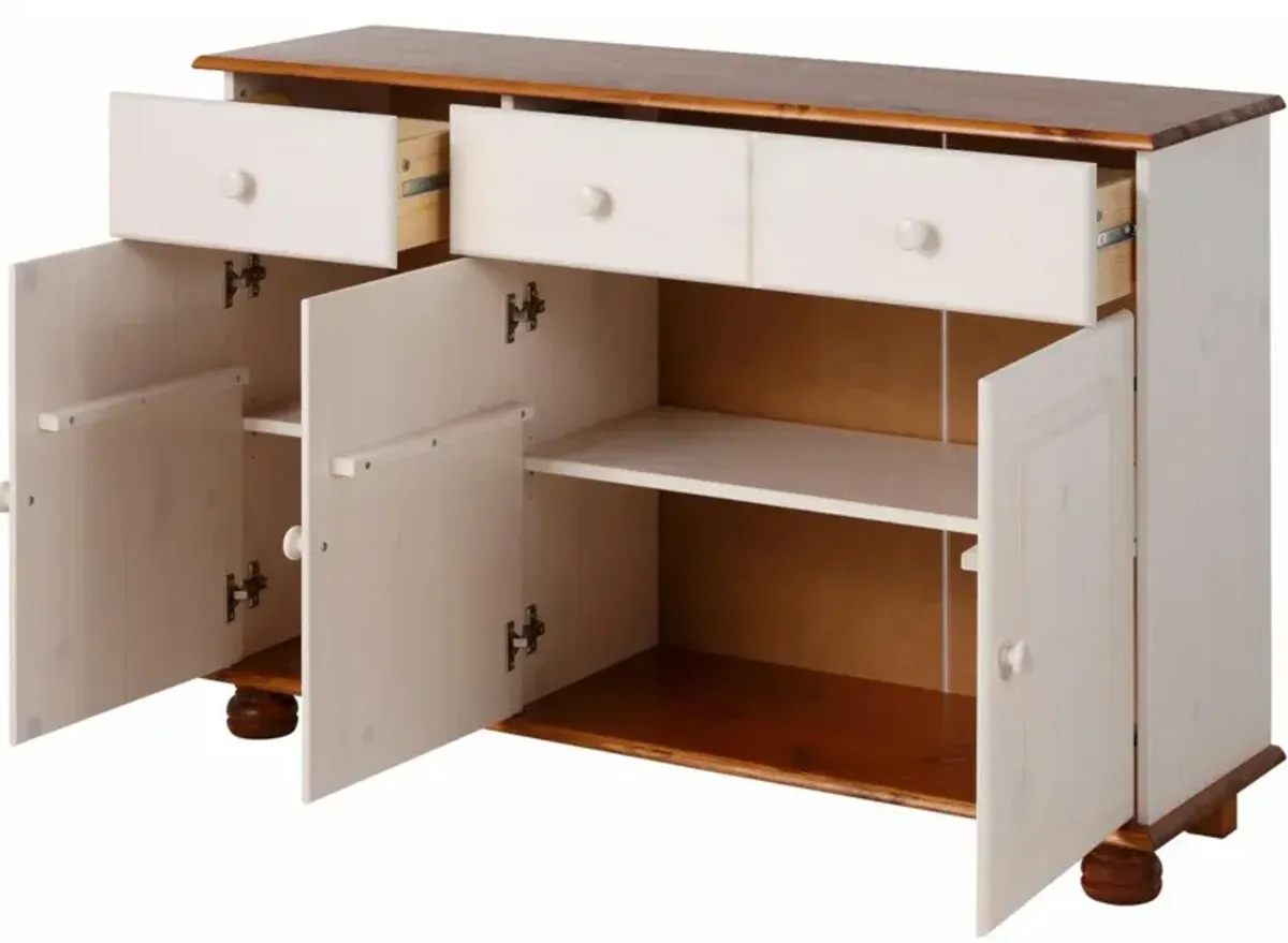 REALROOMS Chester Sideboard with 3 Drawers and 2 Cabinets