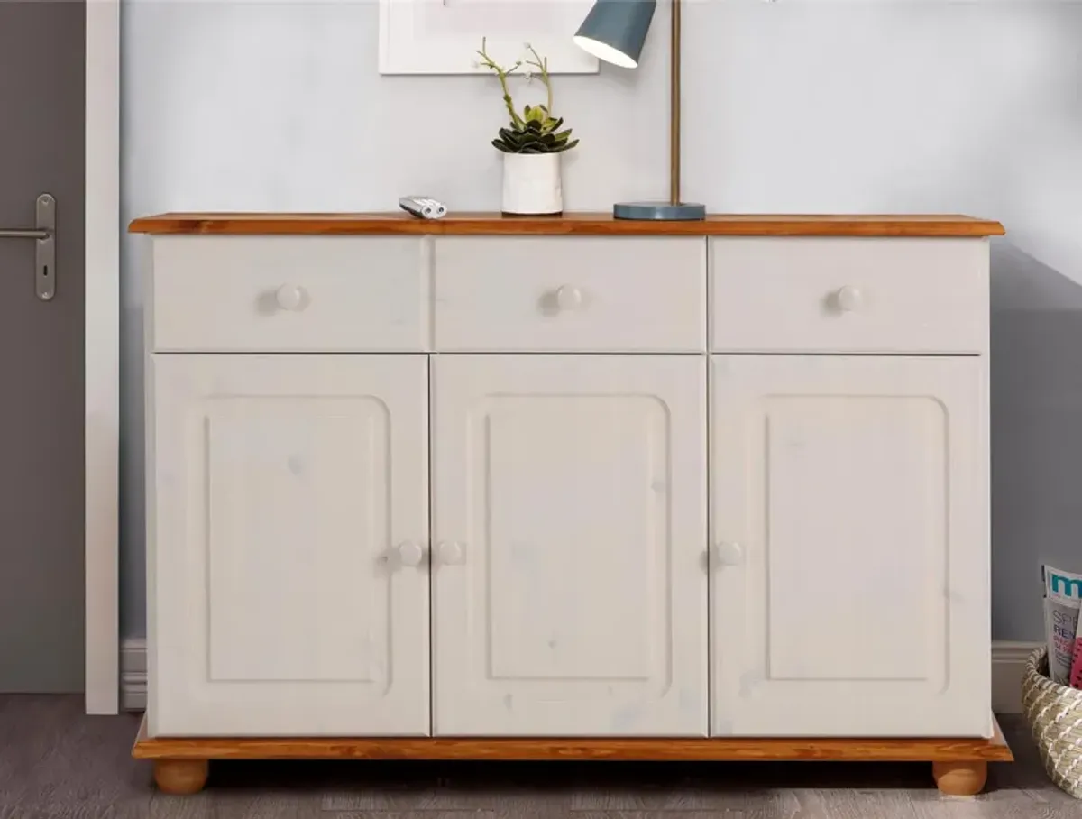 REALROOMS Chester Sideboard with 3 Drawers and 2 Cabinets