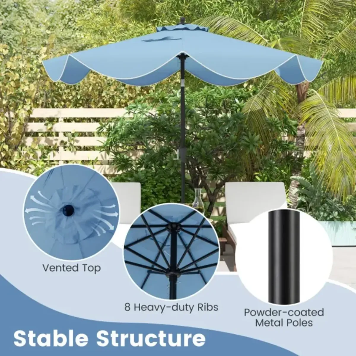 Hivvago 9 FT Patio Umbrella with Crank Handle and Push Button Tilt