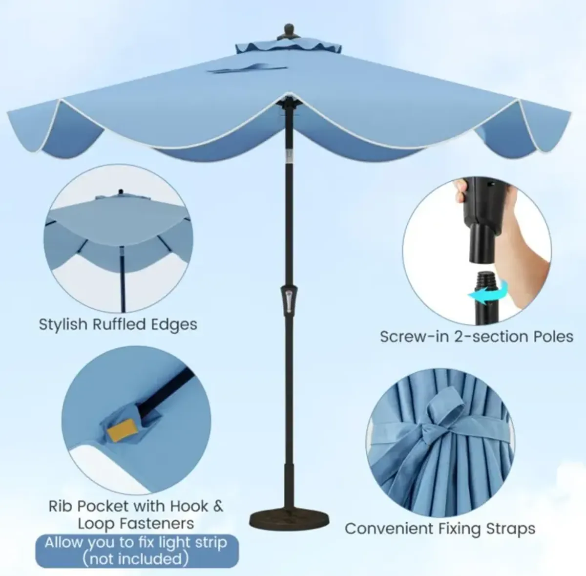 Hivvago 9 FT Patio Umbrella with Crank Handle and Push Button Tilt