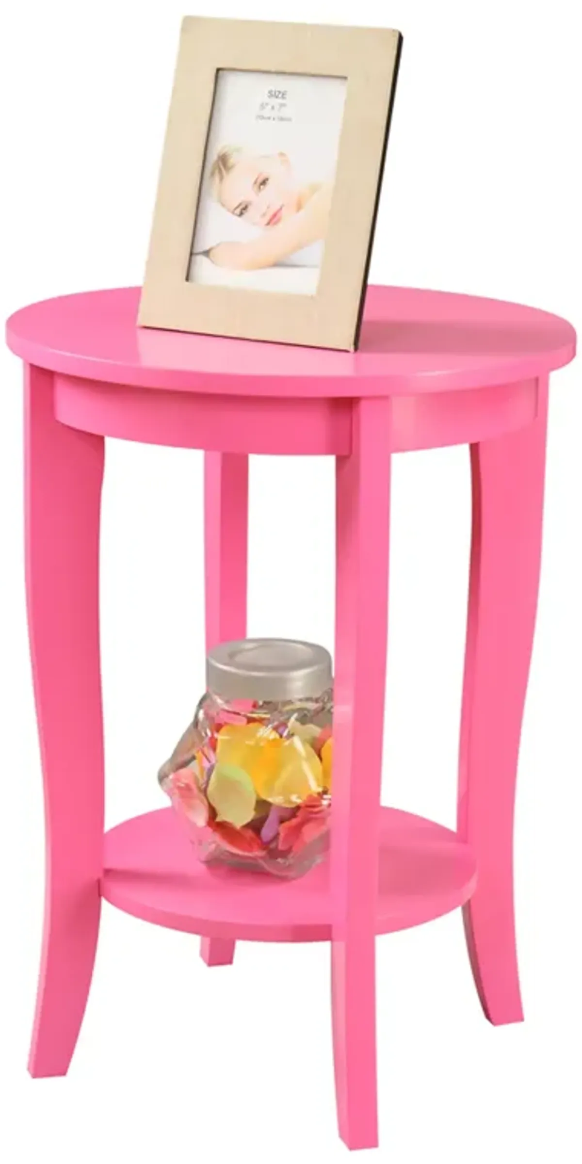 Convenience Concepts American Heritage Round End Table, Pink