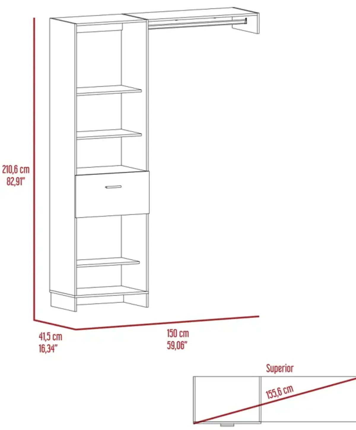 Lenox 1-Drawer 4-Shelf Closet System White