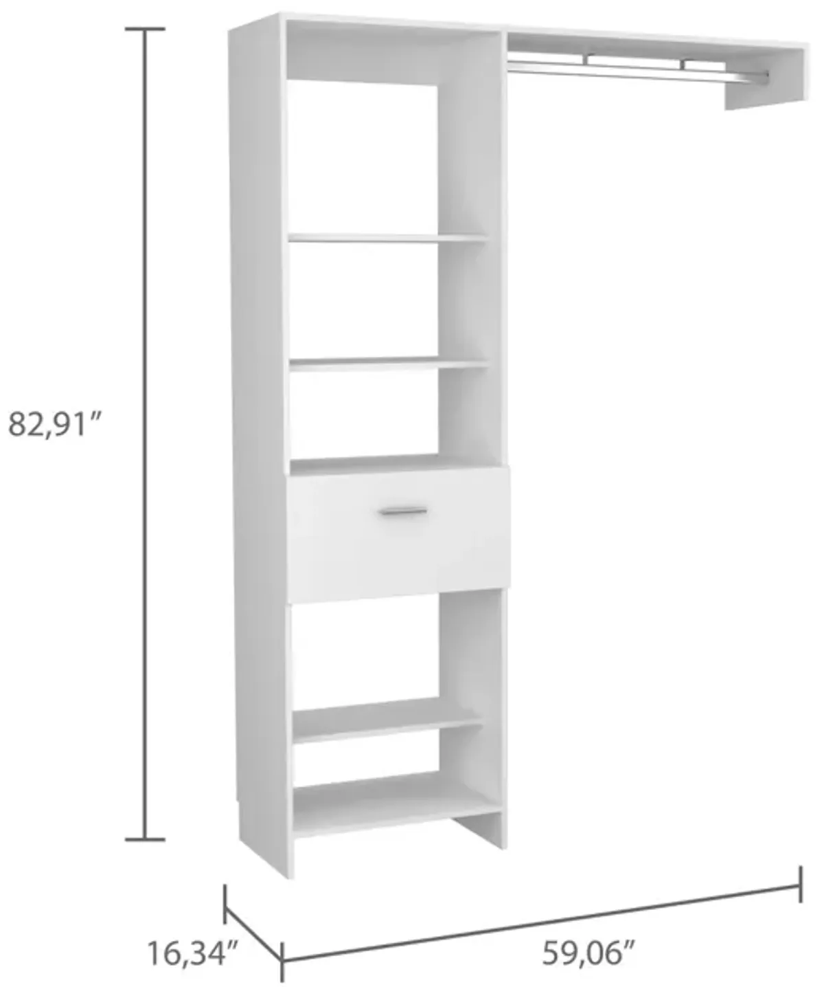 Lenox 1-Drawer 4-Shelf Closet System White