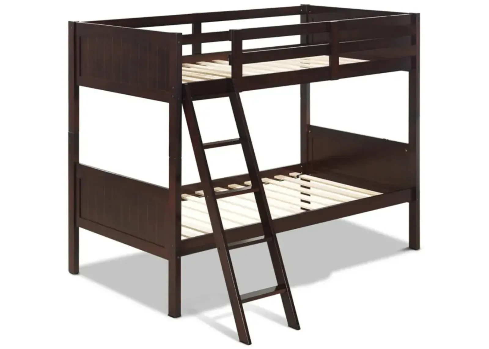 Hivvago Wooden Twin Over Twin Bunk Beds with Ladder and Safety Rail