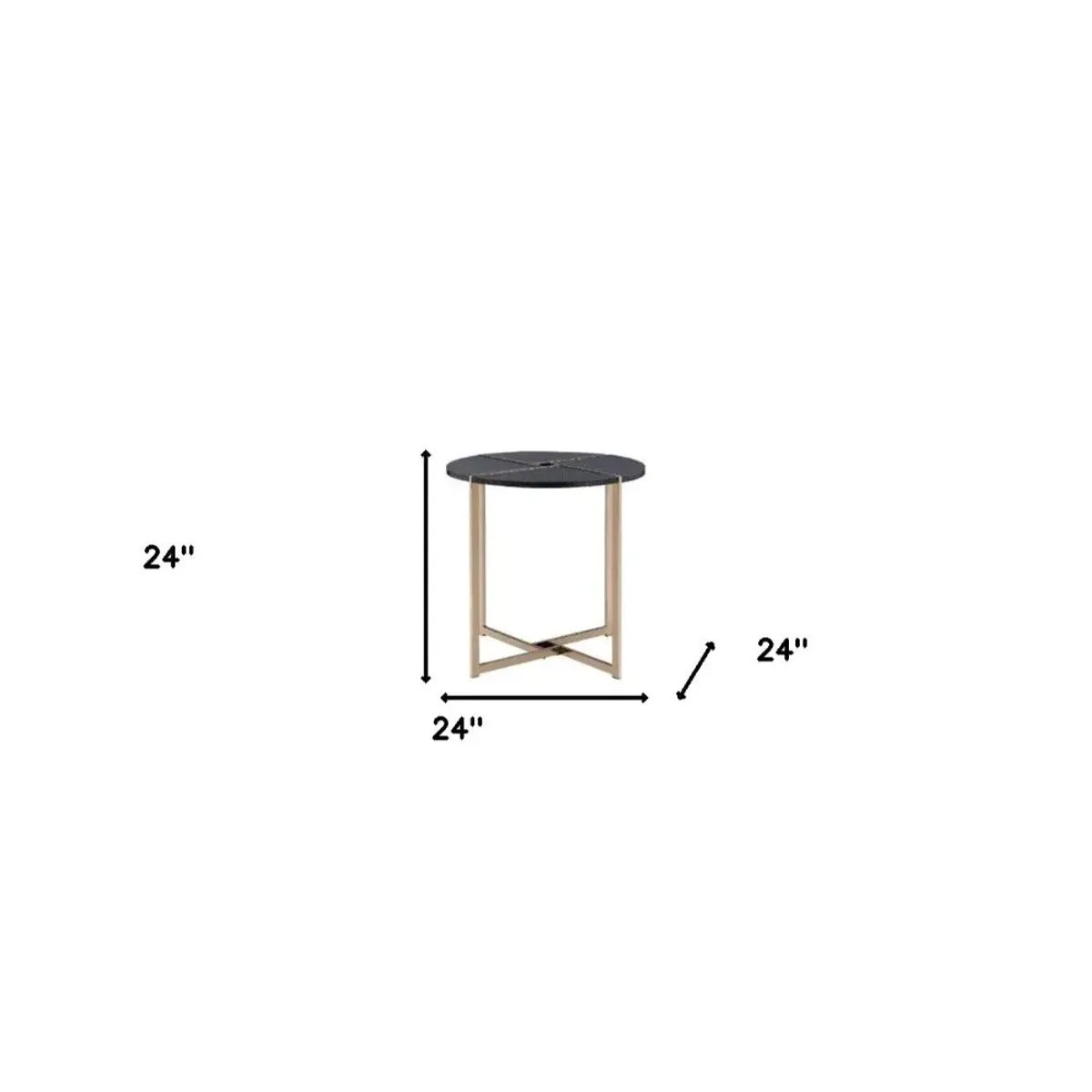 Hivvago 24" Champagne And Black Manufactured Wood And Metal Round End Table