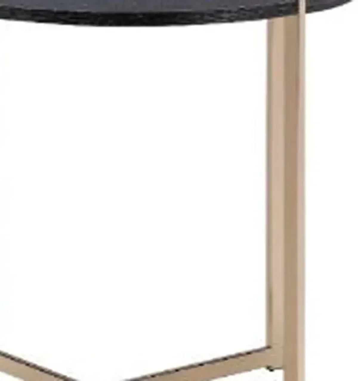 Hivvago 24" Champagne And Black Manufactured Wood And Metal Round End Table