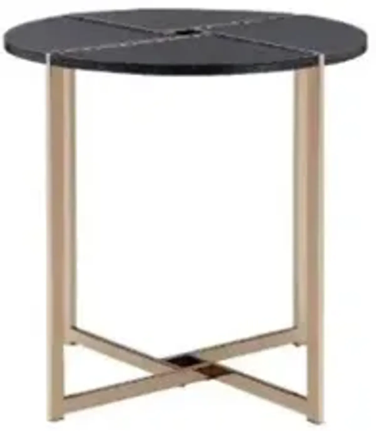 Hivvago 24" Champagne And Black Manufactured Wood And Metal Round End Table