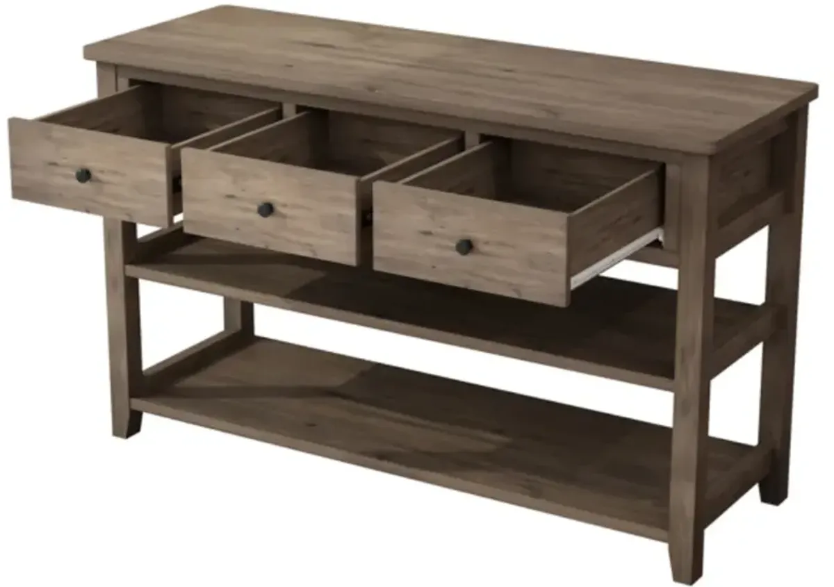 Entryway Console Table with Wood Frame, 3 Drawers, and 2 Open Shelves for Storage