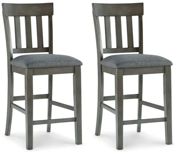 Haly Counter Height Chair Set of 2, Gray Solid Wood Frame and Fabric - Benzara