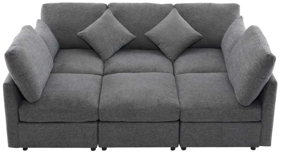 Merax Modular Sectional Sofa U-shaped Sofa with a Movable Ottoman