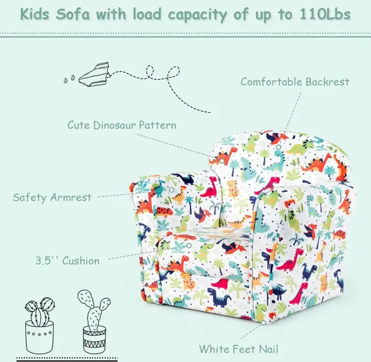 Household Toddler Furnishings Children Armrest Cute Lovely Single Sofa