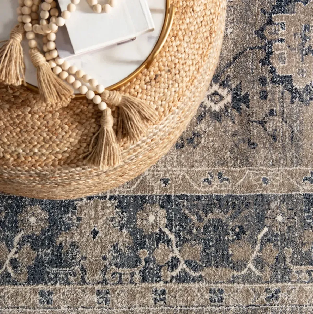 Saba Pouf in Almond Buff