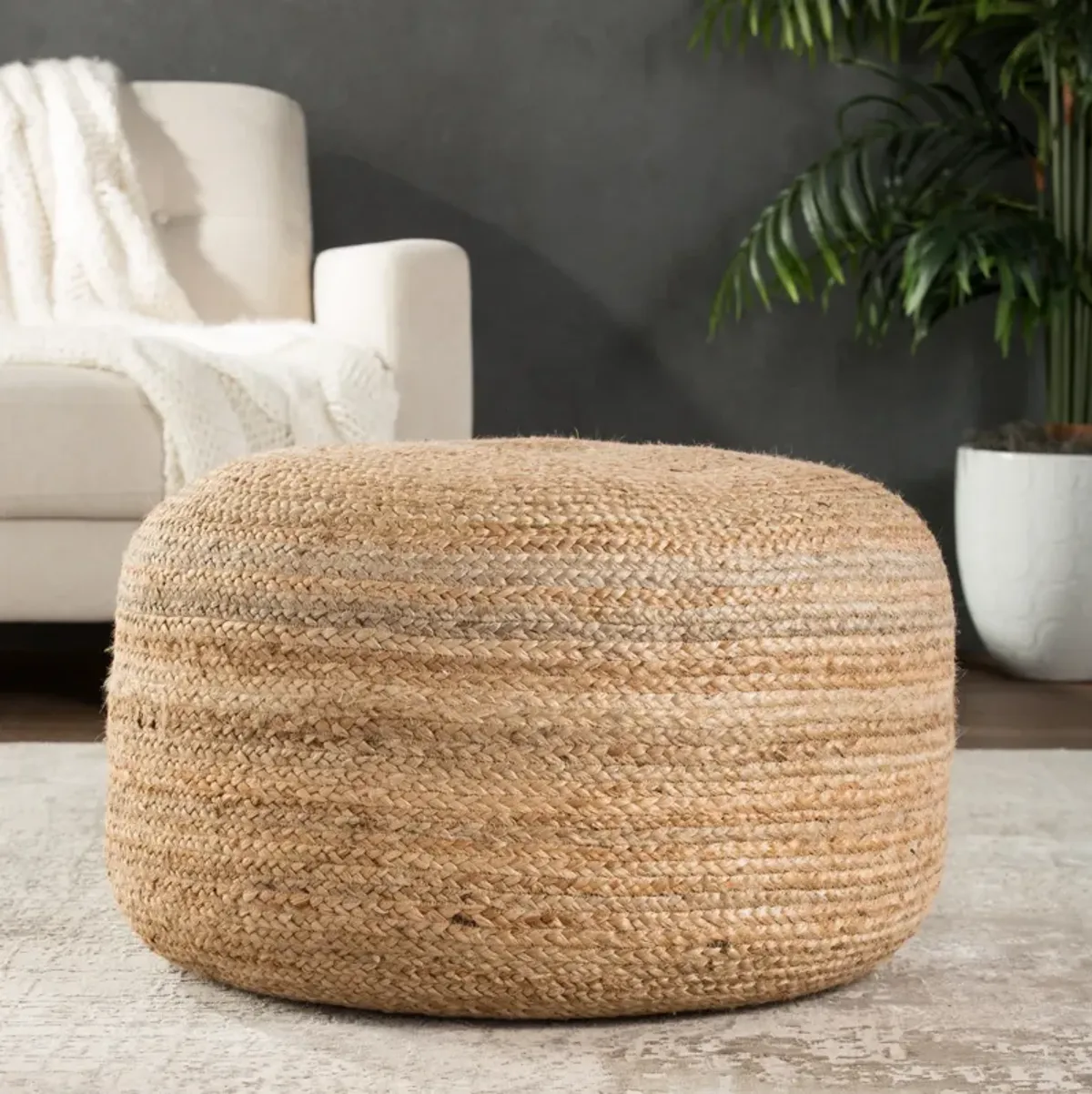 Saba Pouf in Almond Buff