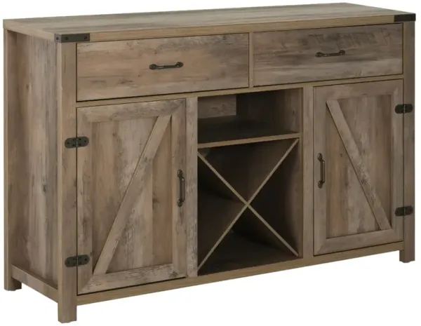 Antique Grey Buffet: Farmhouse Sideboard with Wine Rack & Drawers