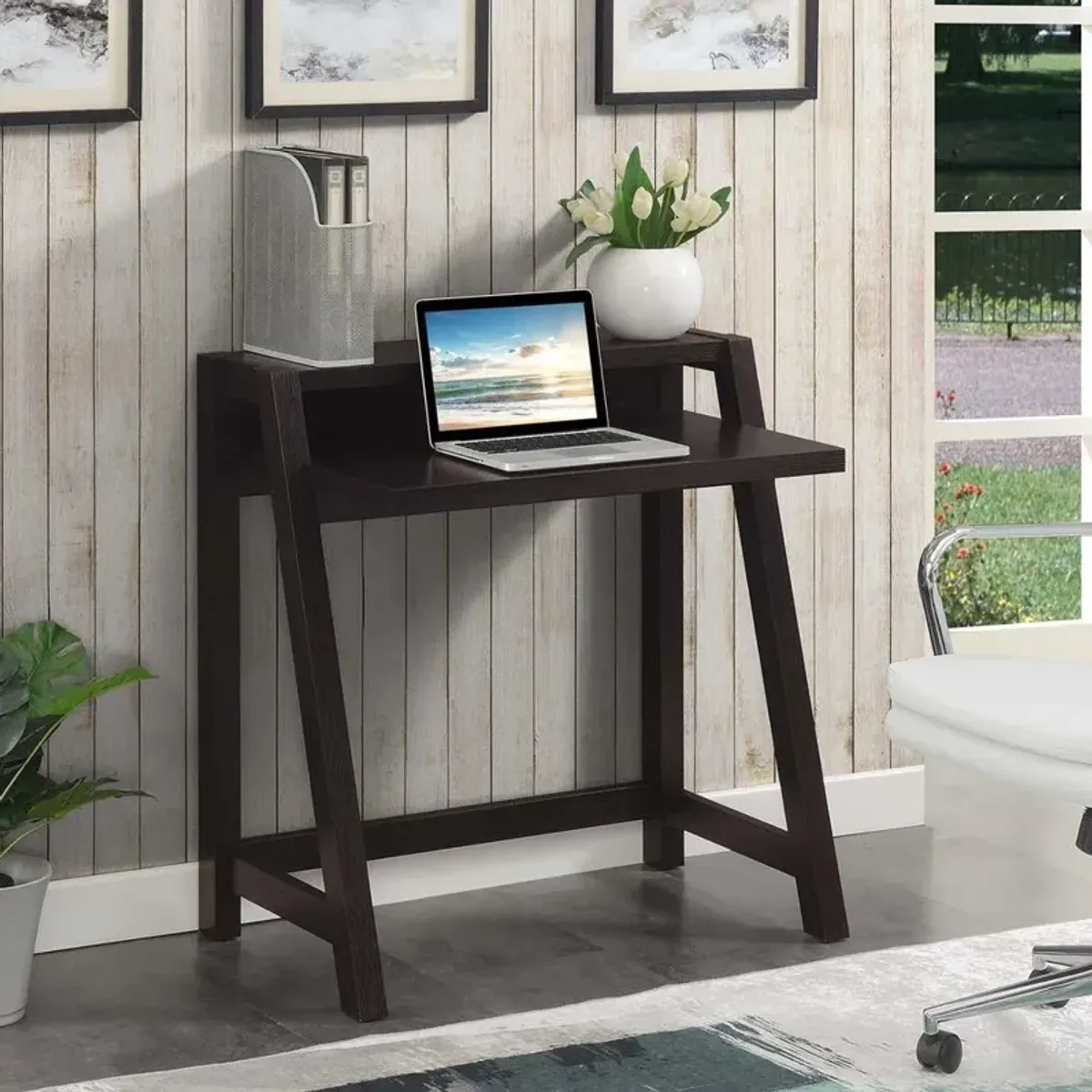 Convenience Concepts Newport Lilly 2 Tier Desk, Brown