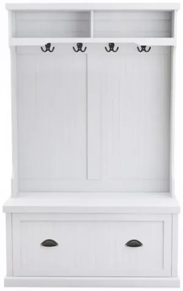 Entryway Hall Tree with Coat Rack 4 Hooks Storage Bench and Shoe Cabinet