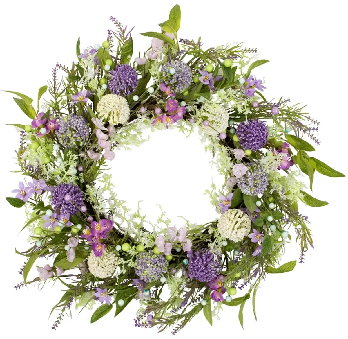 Wild Flower and Berry Spring Wreath - 28" - Purple